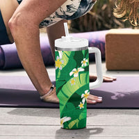 Green Banana Leaf Hawaii Tumbler With Handle Lau Maia Plumeria Tropical Summer Vibes LT14 - Polynesian Pride