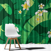 Green Banana Leaf Hawaii Window Curtain Lau Maia Plumeria Tropical Summer Vibes LT14 - Polynesian Pride