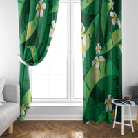 Green Banana Leaf Hawaii Window Curtain Lau Maia Plumeria Tropical Summer Vibes LT14 - Polynesian Pride
