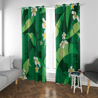 Green Banana Leaf Hawaii Window Curtain Lau Maia Plumeria Tropical Summer Vibes LT14 With Grommets Green - Polynesian Pride