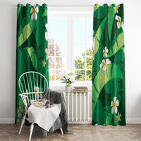 Green Banana Leaf Hawaii Window Curtain Lau Maia Plumeria Tropical Summer Vibes LT14 - Polynesian Pride