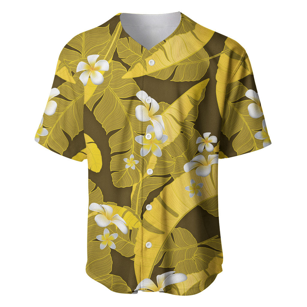 Yellow Banana Leaf Hawaii Baseball Jersey Lau Maia Plumeria Tropical Summer Vibes LT14 Yellow - Polynesian Pride