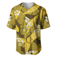 Yellow Banana Leaf Hawaii Baseball Jersey Lau Maia Plumeria Tropical Summer Vibes LT14 Yellow - Polynesian Pride
