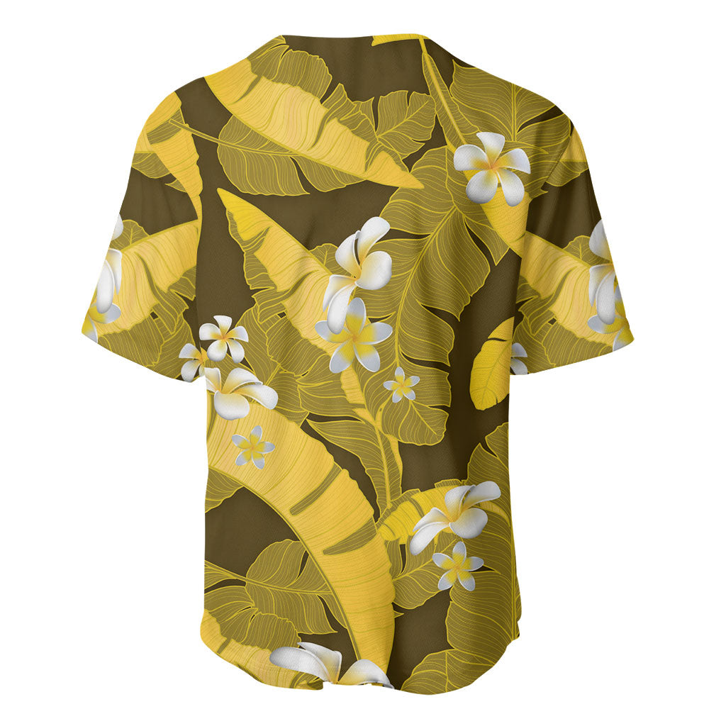Yellow Banana Leaf Hawaii Baseball Jersey Lau Maia Plumeria Tropical Summer Vibes LT14 - Polynesian Pride