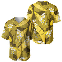 Yellow Banana Leaf Hawaii Baseball Jersey Lau Maia Plumeria Tropical Summer Vibes LT14 - Polynesian Pride