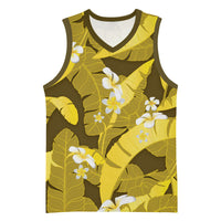Yellow Banana Leaf Hawaii Basketball Jersey Lau Maia Plumeria Tropical Summer Vibes LT14 Unisex Yellow - Polynesian Pride