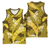 Yellow Banana Leaf Hawaii Basketball Jersey Lau Maia Plumeria Tropical Summer Vibes LT14 - Polynesian Pride