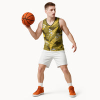 Yellow Banana Leaf Hawaii Basketball Jersey Lau Maia Plumeria Tropical Summer Vibes LT14 - Polynesian Pride