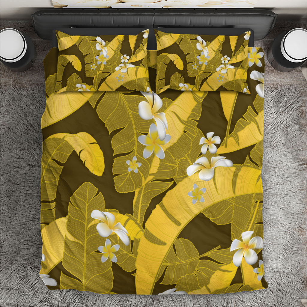 Yellow Banana Leaf Hawaii Bedding Set Lau Maia Plumeria Tropical Summer Vibes LT14 Yellow - Polynesian Pride