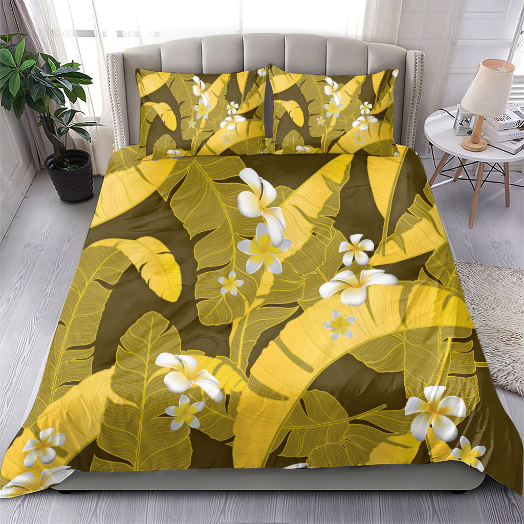 Yellow Banana Leaf Hawaii Bedding Set Lau Maia Plumeria Tropical Summer Vibes LT14 - Polynesian Pride