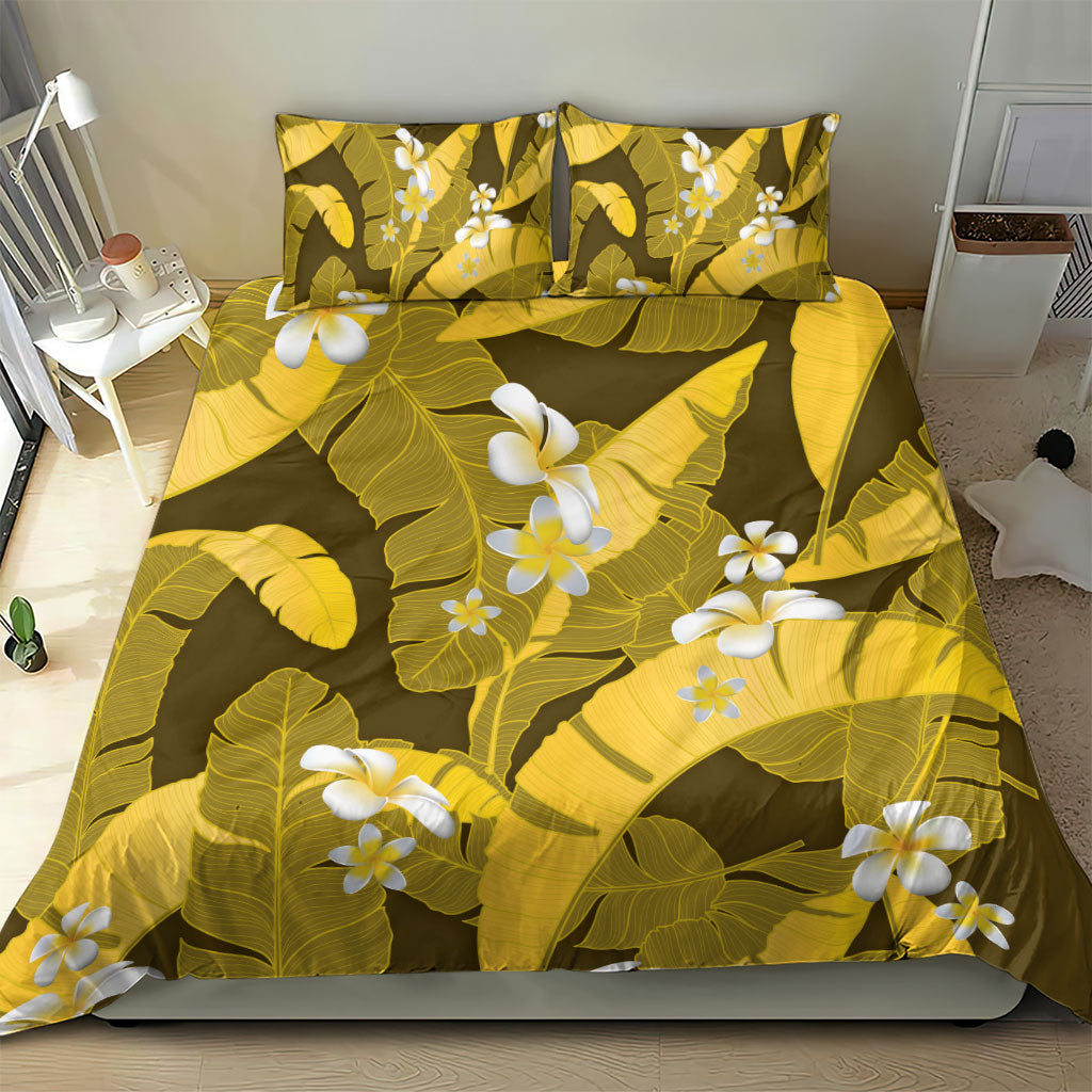 Yellow Banana Leaf Hawaii Bedding Set Lau Maia Plumeria Tropical Summer Vibes LT14 - Polynesian Pride