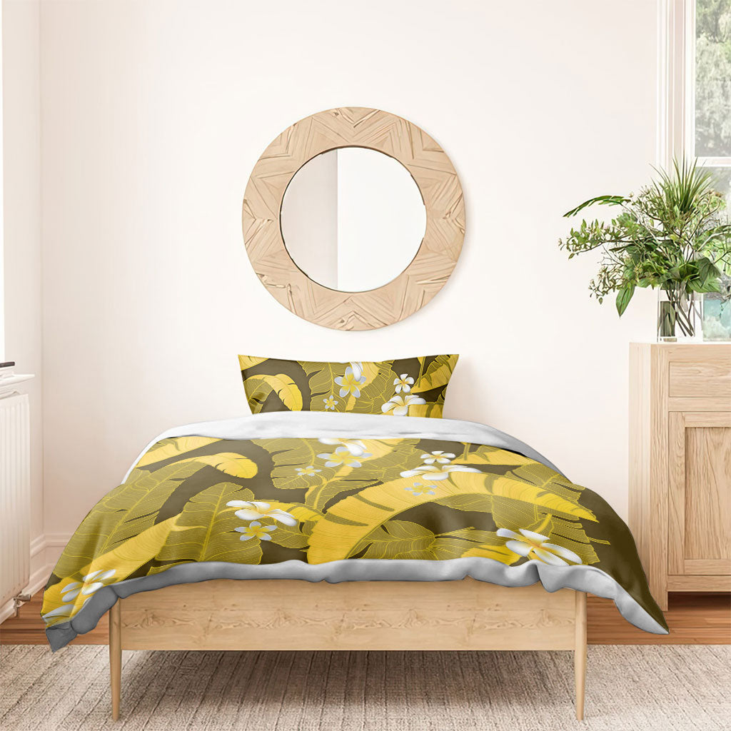 Yellow Banana Leaf Hawaii Bedding Set Lau Maia Plumeria Tropical Summer Vibes LT14 - Polynesian Pride