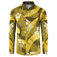 Yellow Banana Leaf Hawaii Button Sweatshirt Lau Maia Plumeria Tropical Summer Vibes LT14 Yellow - Polynesian Pride