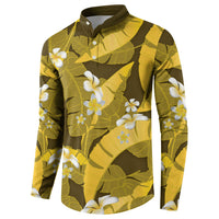 Yellow Banana Leaf Hawaii Button Sweatshirt Lau Maia Plumeria Tropical Summer Vibes LT14 - Polynesian Pride