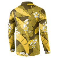 Yellow Banana Leaf Hawaii Button Sweatshirt Lau Maia Plumeria Tropical Summer Vibes LT14 - Polynesian Pride