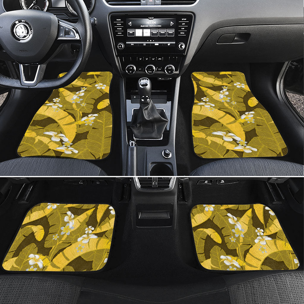 Yellow Banana Leaf Hawaii Car Mats Lau Maia Plumeria Tropical Summer Vibes LT14 Set 4pcs Yellow - Polynesian Pride