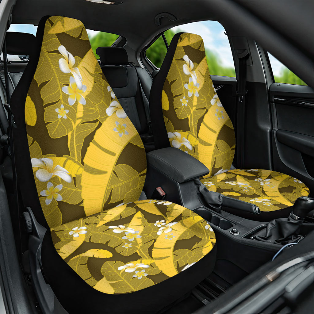 Yellow Banana Leaf Hawaii Car Seat Cover Lau Maia Plumeria Tropical Summer Vibes LT14 One Size Yellow - Polynesian Pride