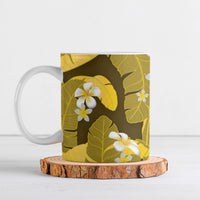 Yellow Banana Leaf Hawaii Ceramic Mug Lau Maia Plumeria Tropical Summer Vibes LT14 Yellow - Polynesian Pride
