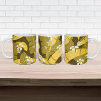 Yellow Banana Leaf Hawaii Ceramic Mug Lau Maia Plumeria Tropical Summer Vibes LT14 - Polynesian Pride