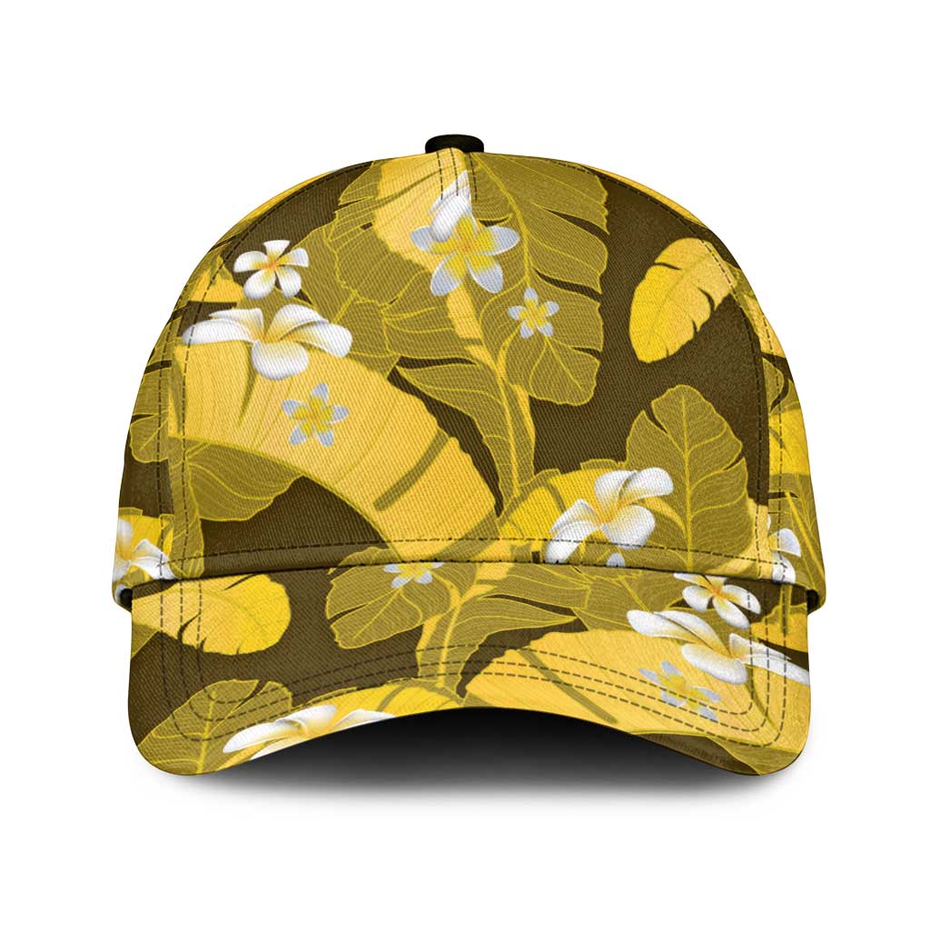 Yellow Banana Leaf Hawaii Classic Cap Lau Maia Plumeria Tropical Summer Vibes LT14 Universal Fit Yellow - Polynesian Pride