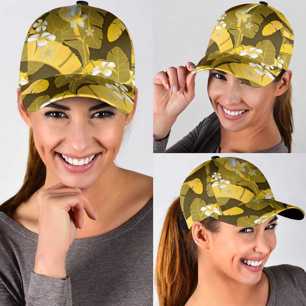 Yellow Banana Leaf Hawaii Classic Cap Lau Maia Plumeria Tropical Summer Vibes LT14 - Polynesian Pride