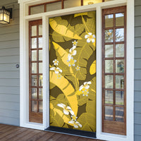 Yellow Banana Leaf Hawaii Door Cover Lau Maia Plumeria Tropical Summer Vibes LT14 - Polynesian Pride