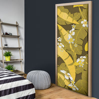 Yellow Banana Leaf Hawaii Door Cover Lau Maia Plumeria Tropical Summer Vibes LT14 - Polynesian Pride