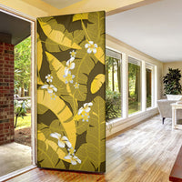 Yellow Banana Leaf Hawaii Door Cover Lau Maia Plumeria Tropical Summer Vibes LT14 - Polynesian Pride