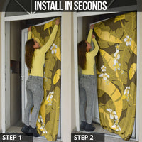 Yellow Banana Leaf Hawaii Door Cover Lau Maia Plumeria Tropical Summer Vibes LT14 - Polynesian Pride