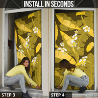 Yellow Banana Leaf Hawaii Door Cover Lau Maia Plumeria Tropical Summer Vibes LT14 - Polynesian Pride