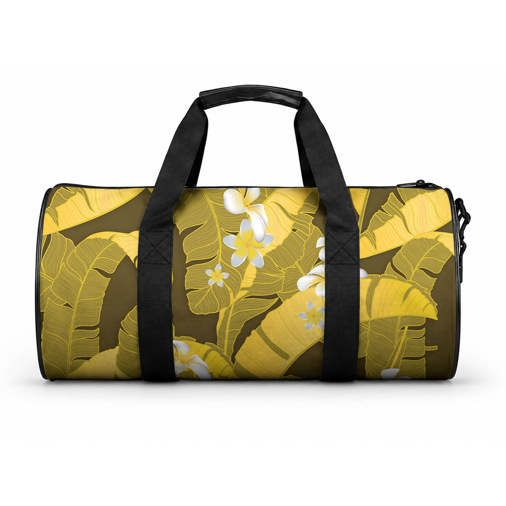 Yellow Banana Leaf Hawaii Duffle Bag Lau Maia Plumeria Tropical Summer Vibes
