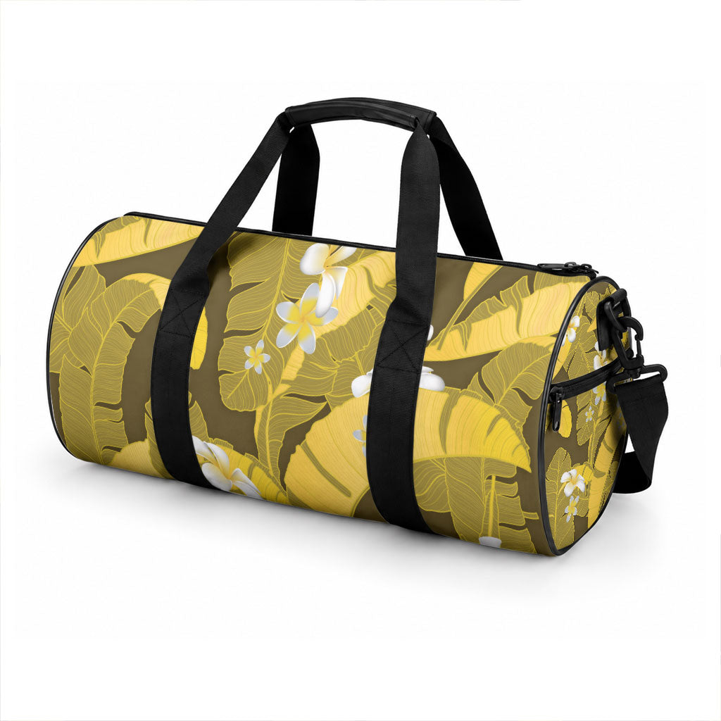 Yellow Banana Leaf Hawaii Duffle Bag Lau Maia Plumeria Tropical Summer Vibes