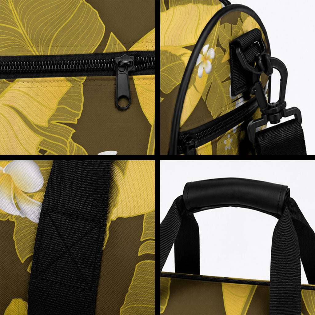 Yellow Banana Leaf Hawaii Duffle Bag Lau Maia Plumeria Tropical Summer Vibes