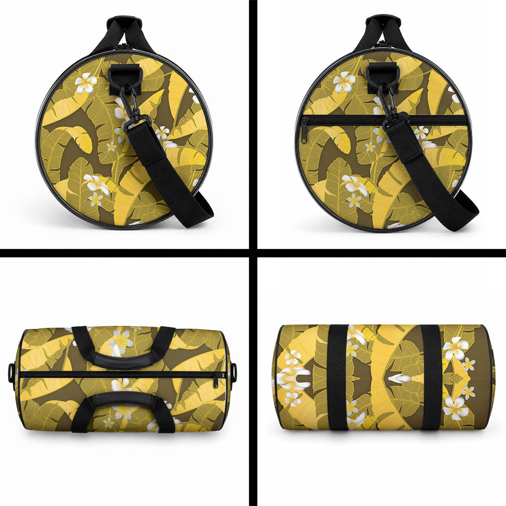 Yellow Banana Leaf Hawaii Duffle Bag Lau Maia Plumeria Tropical Summer Vibes