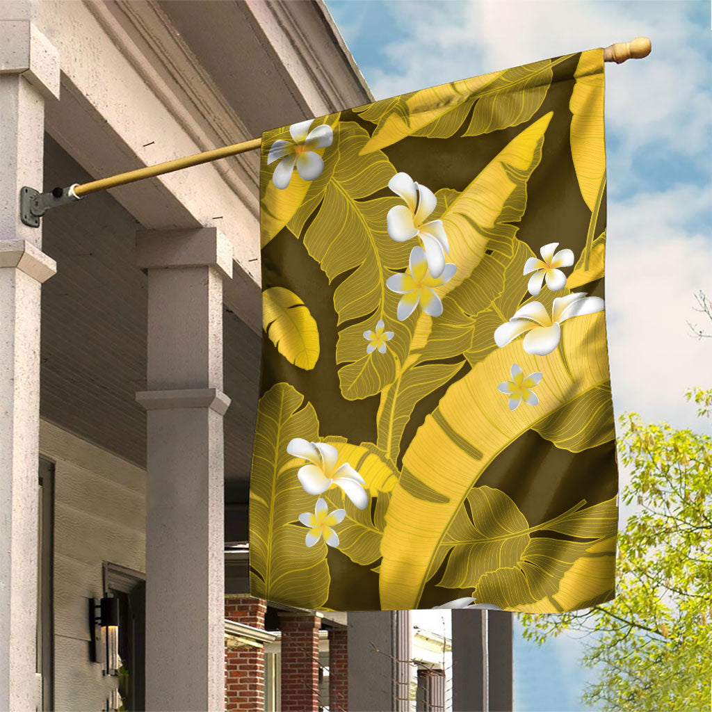 Yellow Banana Leaf Hawaii Garden Flag Lau Maia Plumeria Tropical Summer Vibes LT14 House Flag Yellow - Polynesian Pride