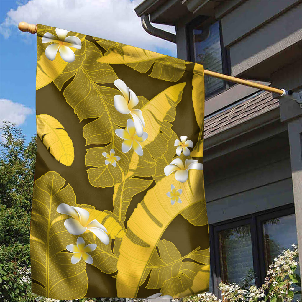 Yellow Banana Leaf Hawaii Garden Flag Lau Maia Plumeria Tropical Summer Vibes LT14 - Polynesian Pride