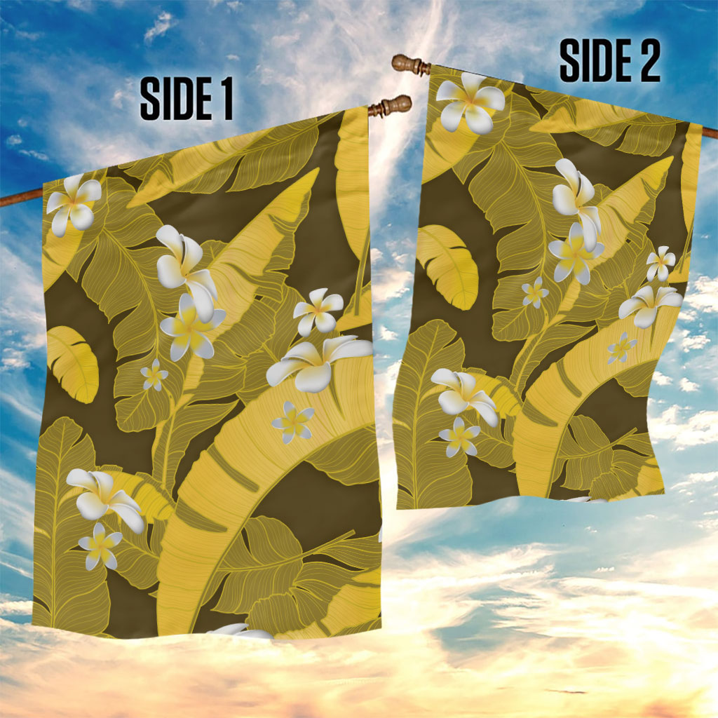 Yellow Banana Leaf Hawaii Garden Flag Lau Maia Plumeria Tropical Summer Vibes LT14 - Polynesian Pride
