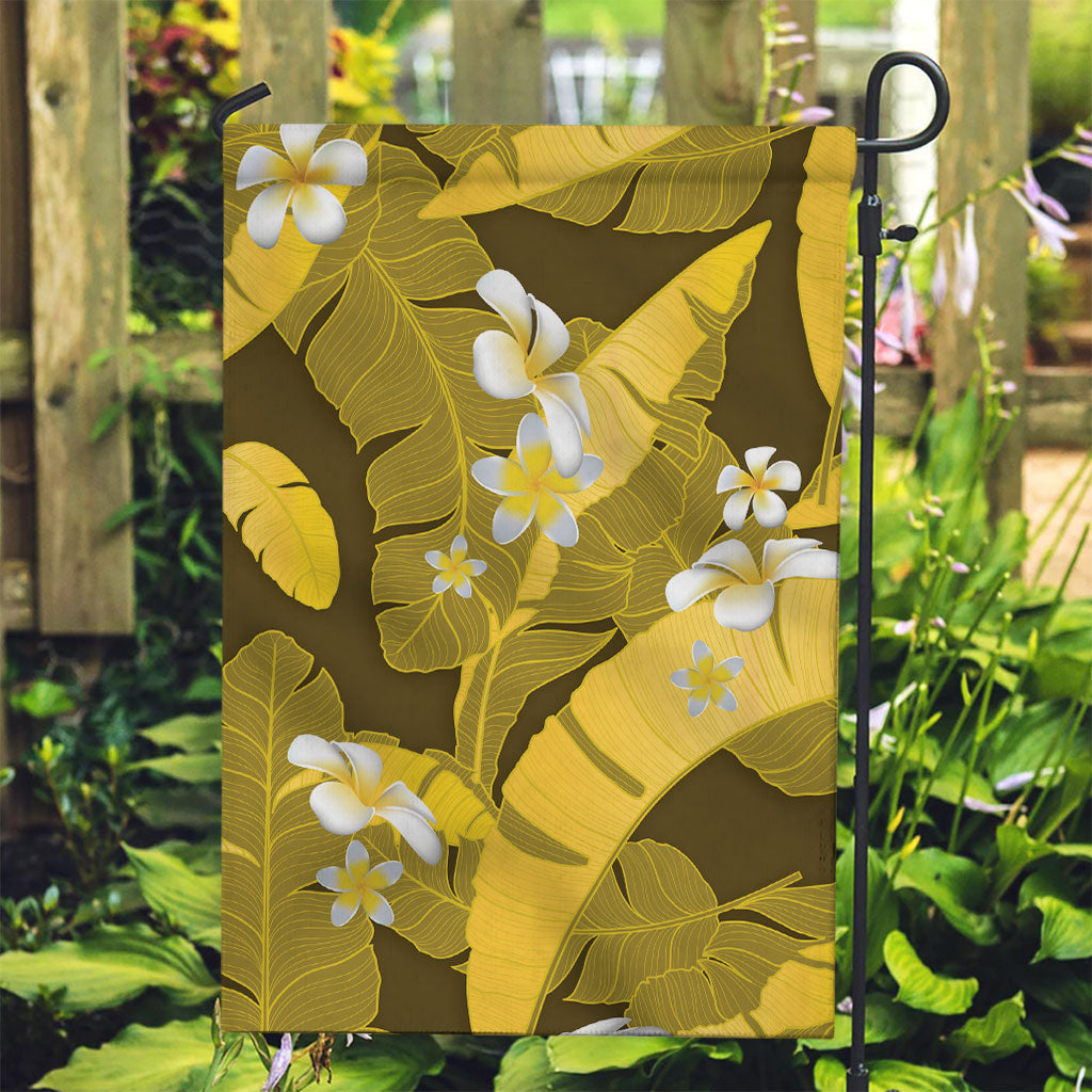 Yellow Banana Leaf Hawaii Garden Flag Lau Maia Plumeria Tropical Summer Vibes LT14 Garden Flag Yellow - Polynesian Pride