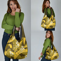Yellow Banana Leaf Hawaii Grocery Bag Lau Maia Plumeria Tropical Summer Vibes LT14 - Polynesian Pride