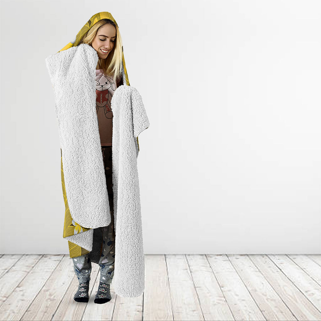 Yellow Banana Leaf Hawaii Hooded Blanket Lau Maia Plumeria Tropical Summer Vibes LT14 - Polynesian Pride