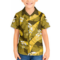 Yellow Banana Leaf Hawaii Kid Hawaiian Shirt Lau Maia Plumeria Tropical Summer Vibes LT14 Kid Yellow - Polynesian Pride