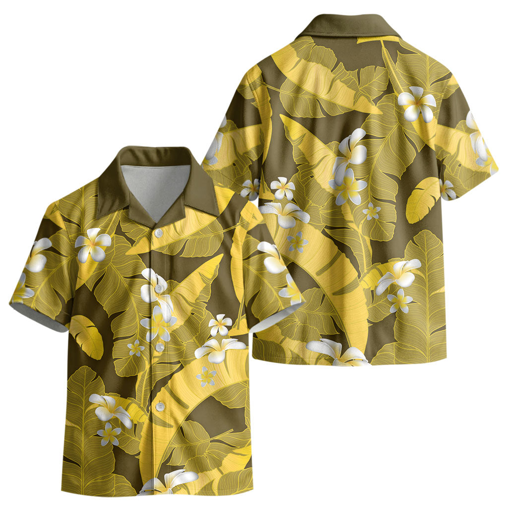 Yellow Banana Leaf Hawaii Kid Hawaiian Shirt Lau Maia Plumeria Tropical Summer Vibes LT14 - Polynesian Pride