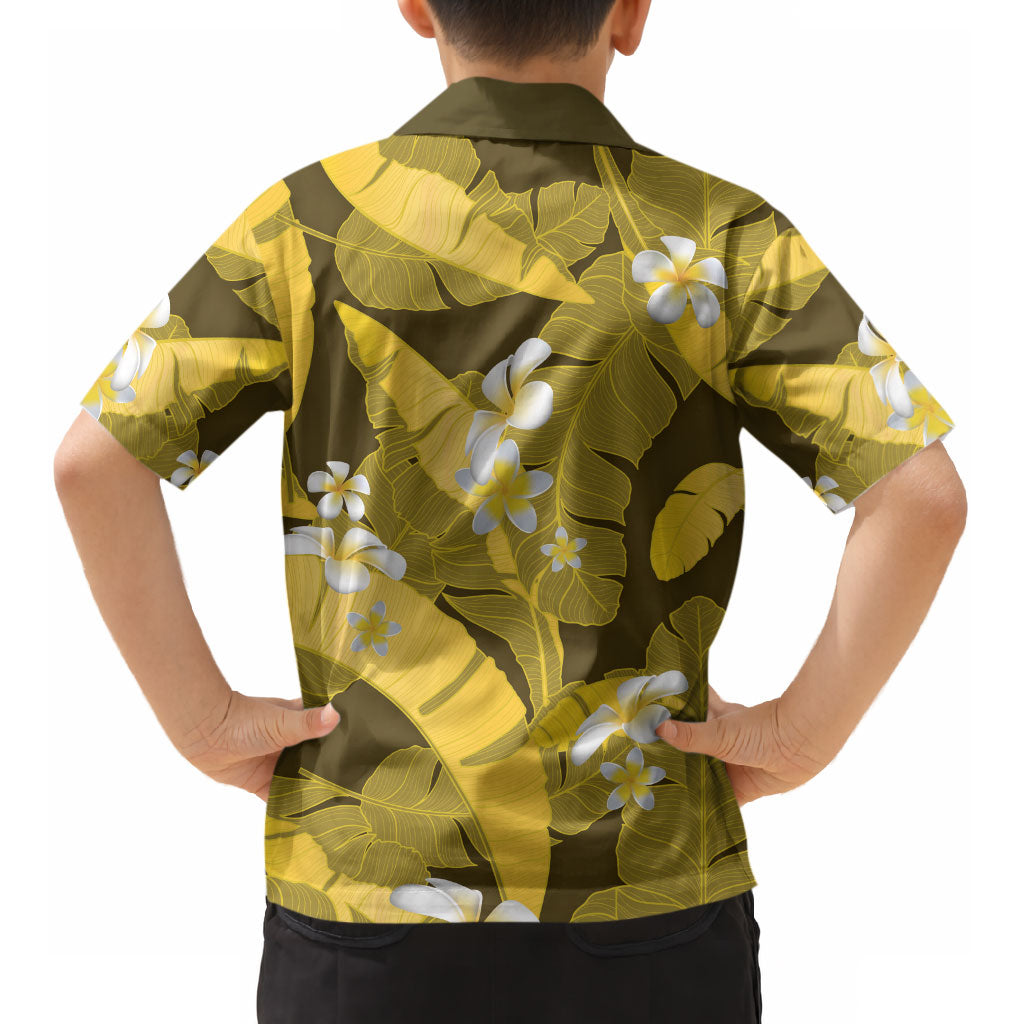 Yellow Banana Leaf Hawaii Kid Hawaiian Shirt Lau Maia Plumeria Tropical Summer Vibes LT14 - Polynesian Pride