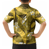 Yellow Banana Leaf Hawaii Kid Hawaiian Shirt Lau Maia Plumeria Tropical Summer Vibes LT14 - Polynesian Pride