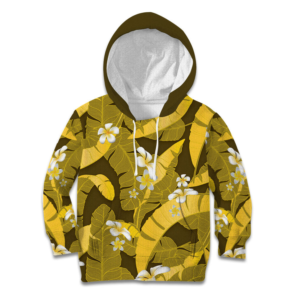 Yellow Banana Leaf Hawaii Kid Hoodie Lau Maia Plumeria Tropical Summer Vibes LT14 Hoodie Yellow - Polynesian Pride