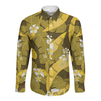 Yellow Banana Leaf Hawaii Long Sleeve Button Shirt Lau Maia Plumeria Tropical Summer Vibes LT14 Unisex Yellow - Polynesian Pride