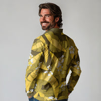 Yellow Banana Leaf Hawaii Long Sleeve Polo Shirt Lau Maia Plumeria Tropical Summer Vibes LT14 - Polynesian Pride