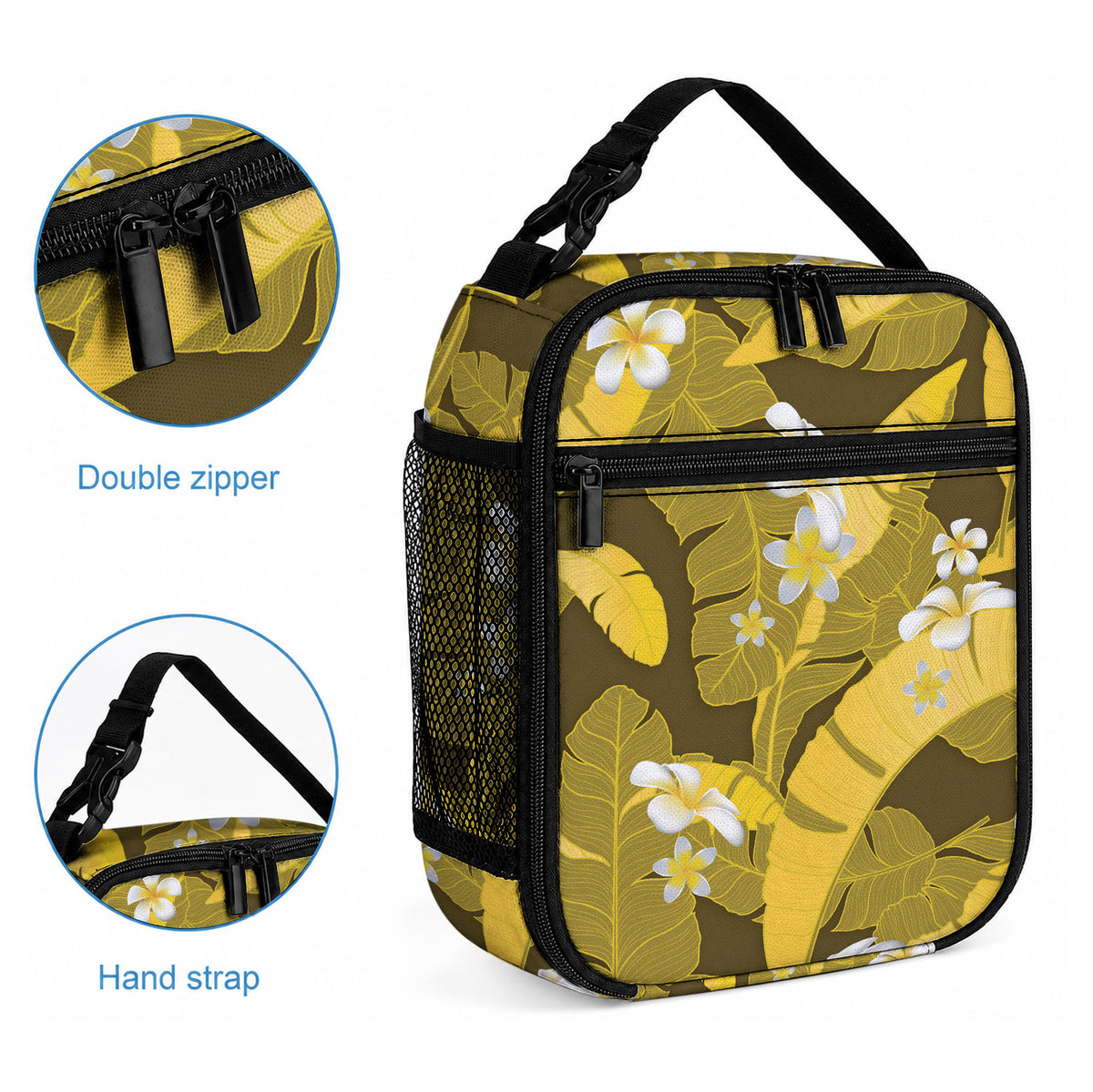 Yellow Banana Leaf Hawaii Lunch Bag Lau Maia Plumeria Tropical Summer Vibes
