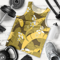 Yellow Banana Leaf Hawaii Men Tank Top Lau Maia Plumeria Tropical Summer Vibes LT14 - Polynesian Pride