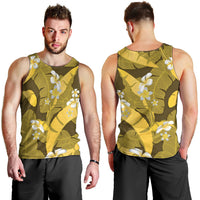 Yellow Banana Leaf Hawaii Men Tank Top Lau Maia Plumeria Tropical Summer Vibes LT14 - Polynesian Pride